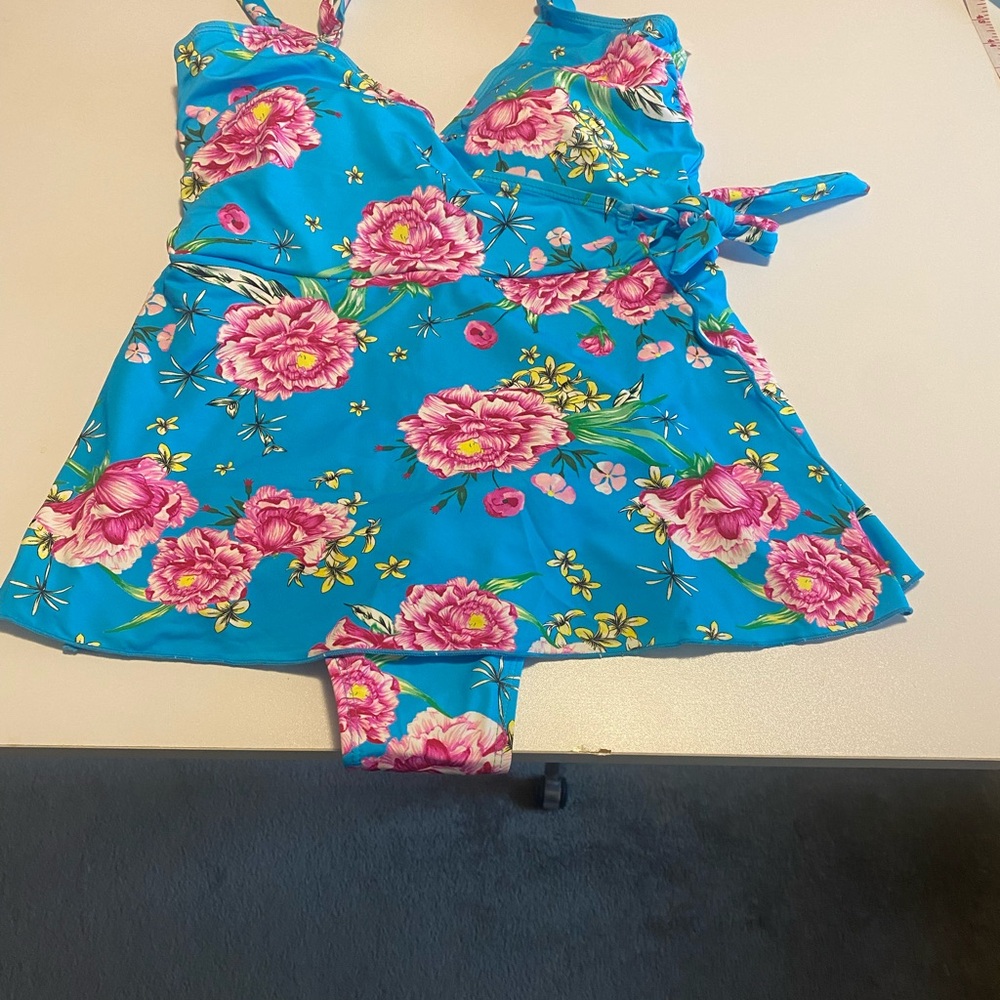 Vibrant Floral Swim Dress - Picture 1 of 6
